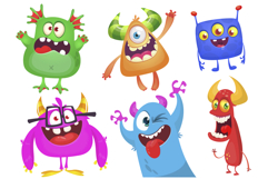 Happy cartoon monsters set with different face expressions Product Image 1