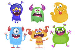 Happy cartoon monsters set with different face expressions Product Image 1