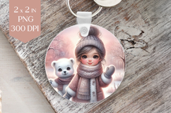 Winter Girl with Polar Bear PNG Sublimation Design Product Image 1