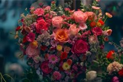 Lush bouquet of mixed flowers featuring roses in a romantic, Product Image 1