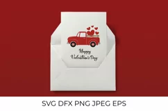 Valentines Truck SVG. DIY Valentines Card. Red Retro Truck. Product Image 2