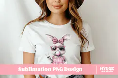 Coquette Easter Bow Bunny Sublimation PNG Product Image 2
