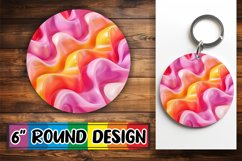 Artistic 3D Puff Round Sublimation Circle Keychain Patterns Product Image 1