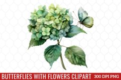 Butterflies With Flowers Clipart Product Image 1