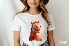Funny Farm Animals Watercolor PNG | Cow Pig Rooster Horse Product Image 2