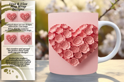 Stunning 11oz Mug Wrap Png Template , Flowers Heart Product Image 1
