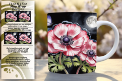 Serene 15oz Mug Wrap Png Design , Flowers Product Image 1