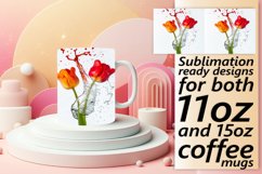 Tranquil Tide: Floral Water Design Mug Wrap 11oz 15oz Product Image 1