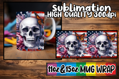 Radiant moments sublimation 11oz 15oz mug wrap, Skull USA Product Image 1
