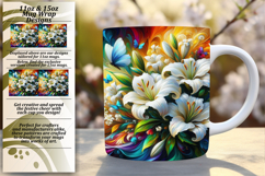 Bright 11oz Mug Wrap Png Artwork , Flowers Product Image 1