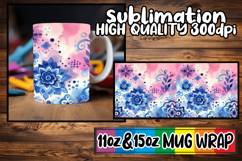 Cheerful thoughts 11oz 15oz sublimation wrap, Watercolor Pat Product Image 1