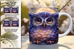 Watercolor Owl Mug Wrap for 11oz 15oz Spring Sublimation Product Image 1
