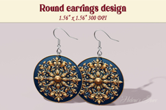 Vintage pattern earrings |Luxury Round Earring sublimation Product Image 1