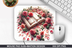 Rose Book Flower Mouse Pad Sublimation,Animals Mouse Pad PNG Product Image 1