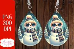 Christmas teardrop earring PNG, Cute Snowman earring PNG Product Image 5