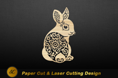 Ornate bunny wood cut rabbit cutout Laser cut Product Image 1