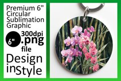 Sublimation Design Round Keychain Circle Floral Pattern Product Image 1