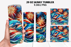 Dolphins Skinny Tumbler 20oz Wrap Design,4th of july Tumbler Product Image 1