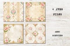 4 Vintage Rococo Rose Scrapbook Papers Junk Journal Bundle Product Image 2