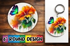 Unique Car Coaster Round Design, Butterfly Product Image 1