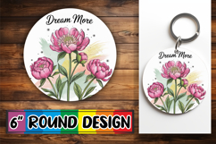 Blissful Round Keychains Sublimation PNG, Flowers Quote Product Image 1