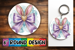 Playful Circle Car Coaster Sublimation, Easter Bow Product Image 1