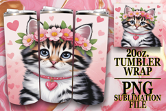 Blissful love 20oz tumbler wrap, Valentines Cat Product Image 1
