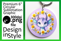 Elegant Keychain Circle Design PNG , Dragon Product Image 1