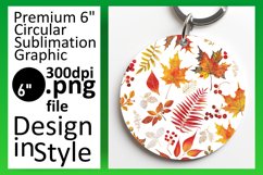 Fall Leaves Round Design for Autumn Pattern Keychain Product Image 1