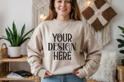 Sand Gildan 18000 Sweatshirt Model Mockups Product Image 1