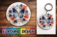 3D Spring Garden Round Design PNG Butterfly Blooms Keychain Product Image 1