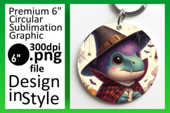 Trendy Round Design Sublimation PNG , Halloween Dino Product Image 1