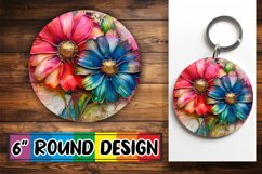 Gilded 3D Bloom PNG Sublimation Coasters Product Image 1