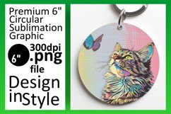 Whimsical Cat Sublimation: Keychain &amp; Coaster Options Product Image 1