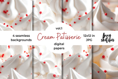 Cream and Cherry Digital Paper Kit Rococo Patterns Product Image 1
