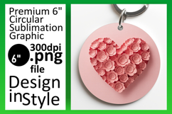 Chic Circle Design for Keychains , Flowers Heart Product Image 1