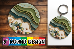 Whimsical Circle Keychain Sublimation PNG, Pattern Product Image 1