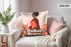 Afro Girl /Woman braided hair Pillow Design, Black Queen PNG Product Image 1