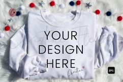 4th Of July White Sweatshirt Mockup Flatlay Product Image 1