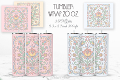 Cute pastel floral tiles straight tumbler 20oz wrap designs Product Image 1