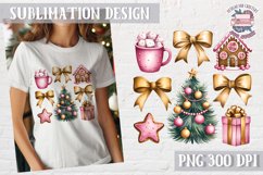 Christmas Coquette Bow PNG Holidays Funny Watercolor Product Image 1