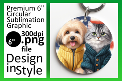 Sophisticated Circle PNG Keychain Artwork , Dog and cat Product Image 1