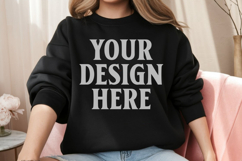Gildan 18000 Black Mockup , Crewneck Sweatshirt Boho Mock-up Product Image 1