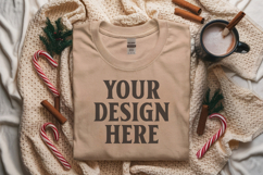 Gildan 5000 Sand Folded Christmas Mockup, G5000 mockup Product Image 1