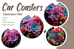 Cactus Succulent Car Coaster Sublimation Car Accessories_107 Product Image 1