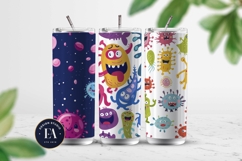 Cute baby monster Digital Paper | Spooky Bacteria Pattern Product Image 2