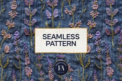 Embroidered Denim Digital Paper| Floral Denim Pattern Product Image 3