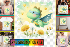Vibrant TSHIRT Art Ideas PNG, Cute Dino Product Image 1