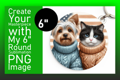 Charming Round Design Coaster Template , Dog and cat Product Image 1