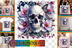 Stylish Tote Bag Gift Magic PNG, Skull USA Product Image 1